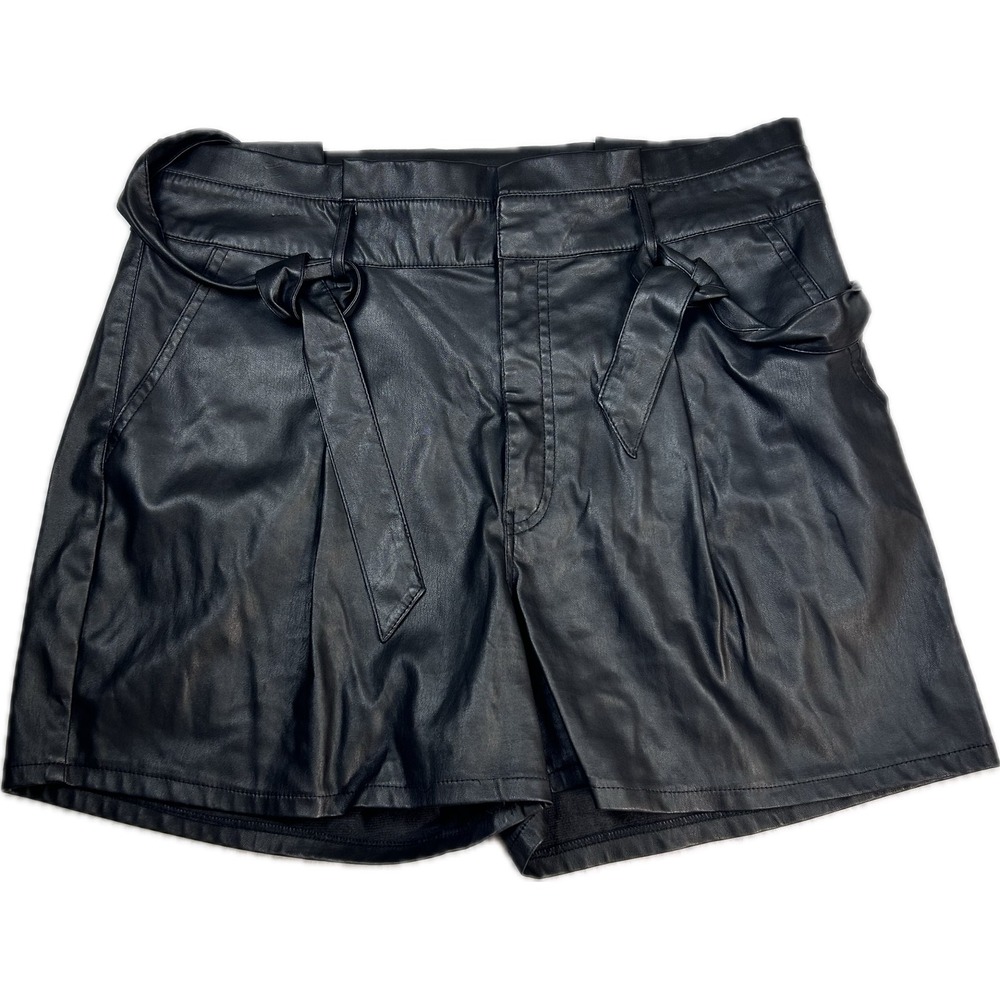 Sofia Jeans by Sofia Vergara Faux Leather Tie Waist Shorts Black 14